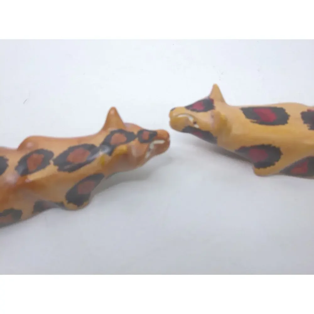 Vintgae Cheetah Or Leopard Set Soapstone Handmade Kenya Lot of 2